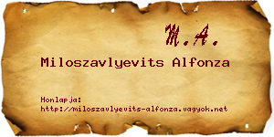Miloszavlyevits Alfonza névjegykártya
